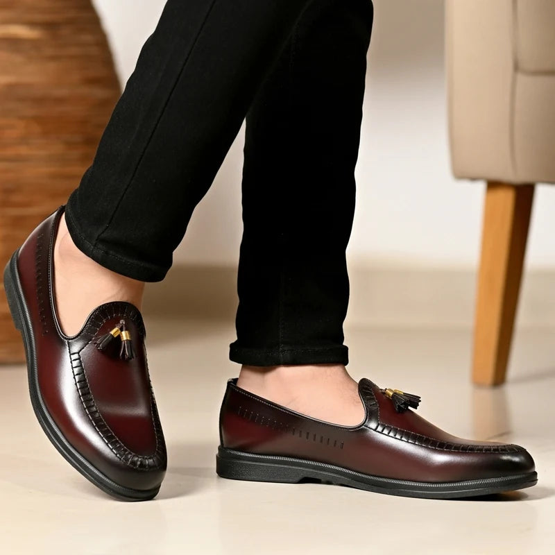 Pure Hand Made Medicated Leather Loafer With Comfortable Rubber Sole | Non Slip Italian Loafer