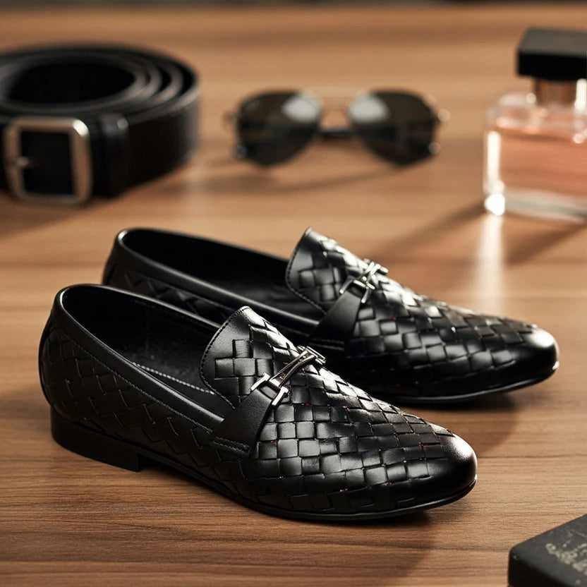Blake Handmade Leather Woven Loafers – Italian Style